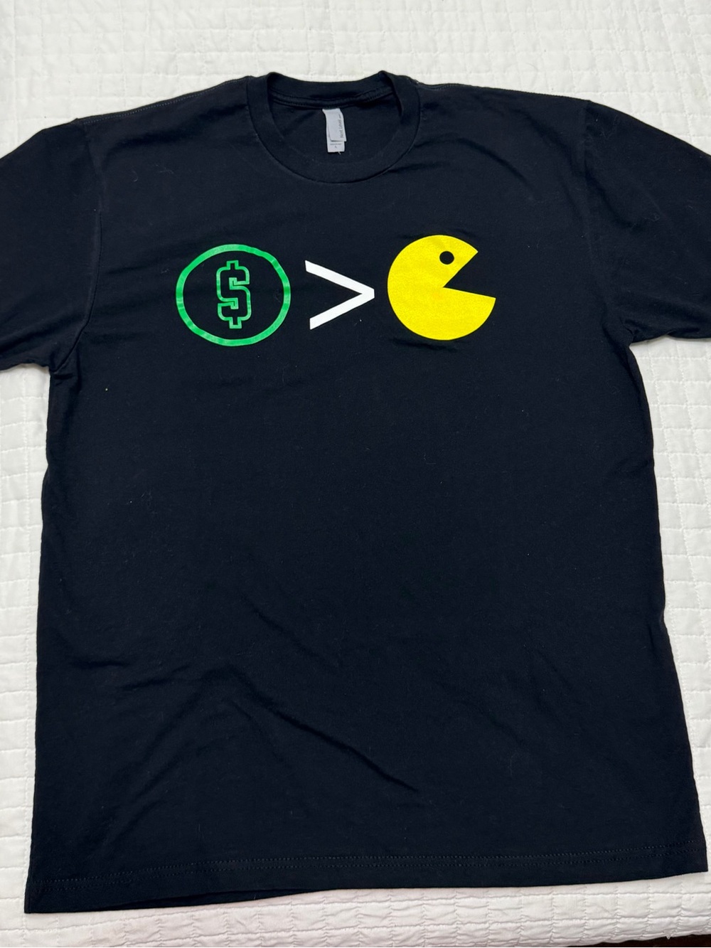 Money Over Pacman Graphic T Shirt Black Size L